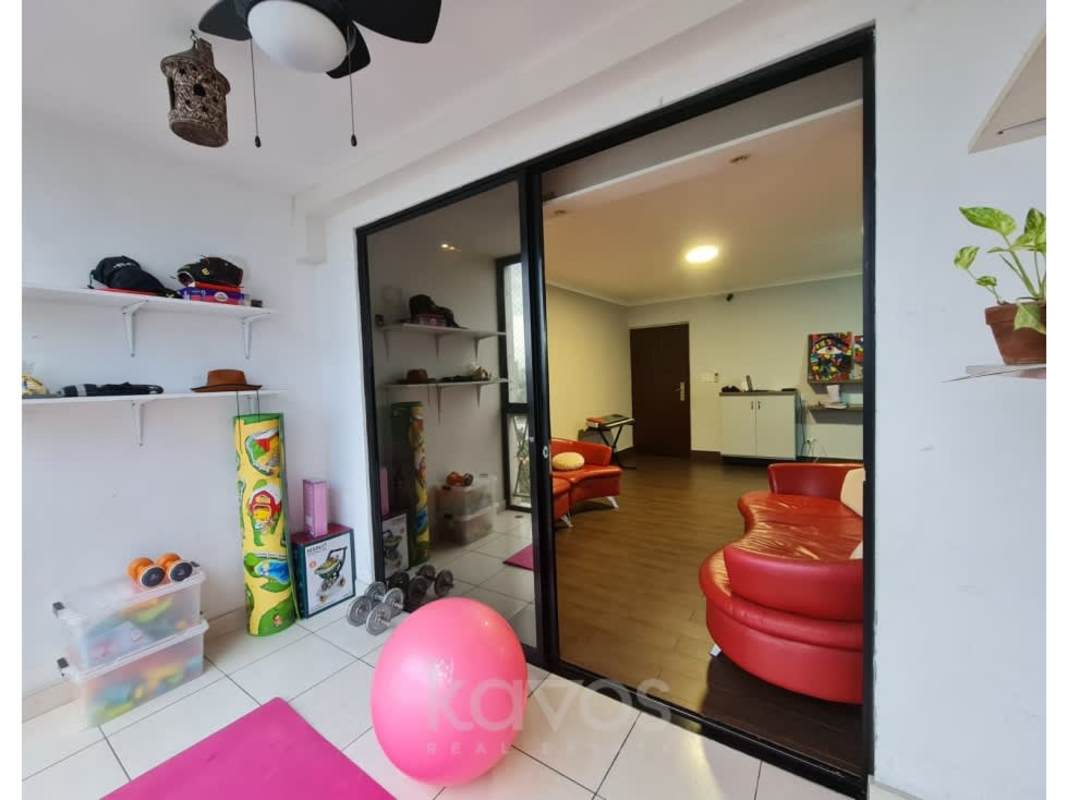 Bathroom with ceramic tile, vanity and shower in PH Paradise Towers Panama City