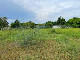 Vacant parcel with grass shrubs and surrounding fence in Chitré Herrera Panama