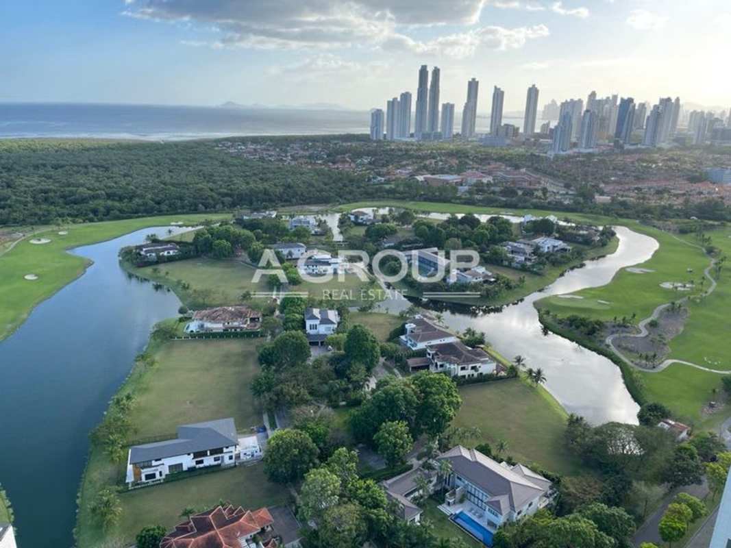 Skyline, coastline and golf community view in Santa Maria near Costa del Este Panama