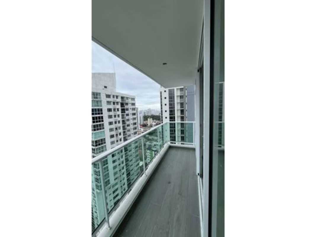 Glass railing terrace balcony with panoramic city skyline view PH Bonavista at The Park Hato Pintado Panama