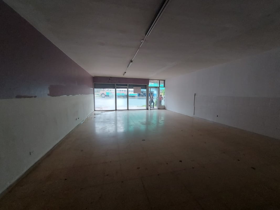 Empty street-level storefront commercial space with glass doors Via España Panama