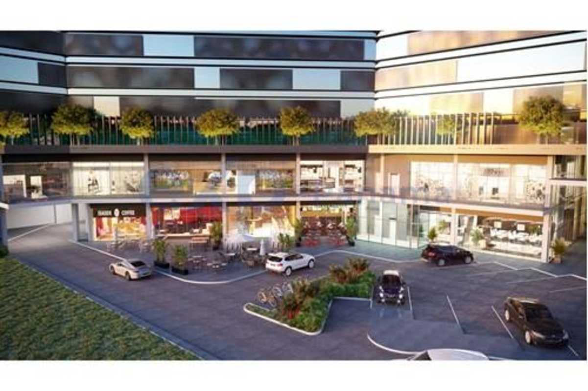 Modern lobby entrance with seating area artwork at PH Generation Tower Panama City