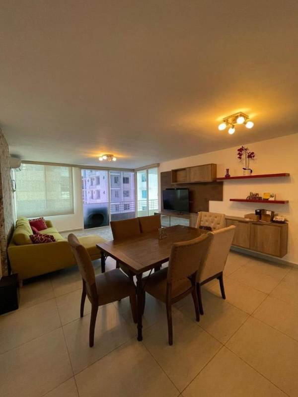 Bathroom with sink vanity, mirror, tile walls in PH Obarrio Palace Obarrio Panama