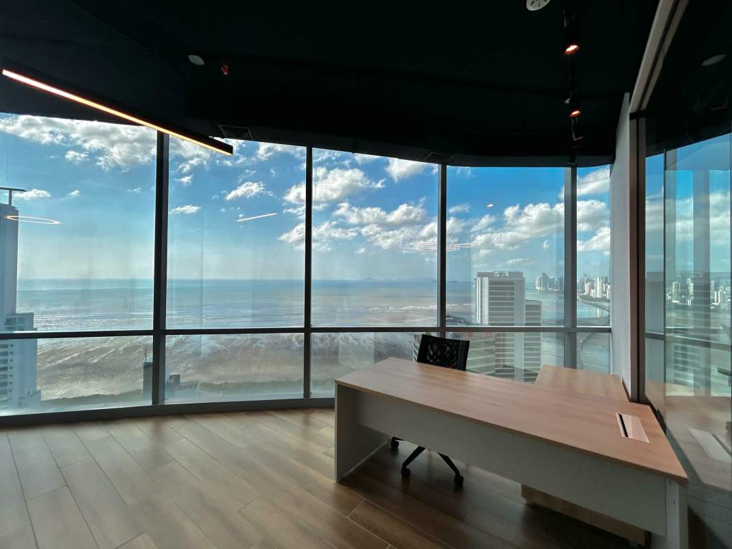 Private executive office with panoramic windows at BICSA Tower Panama