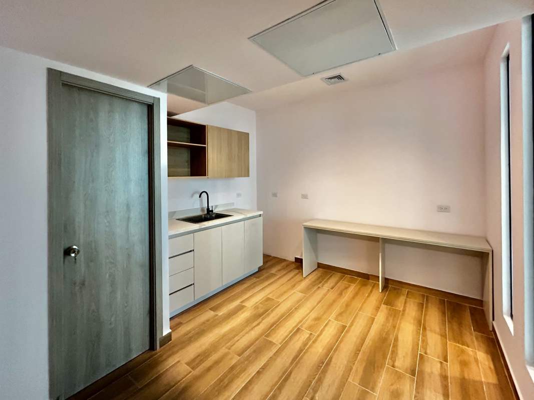 Contemporary bathroom with designer fixtures inside office BICSA Tower Panama