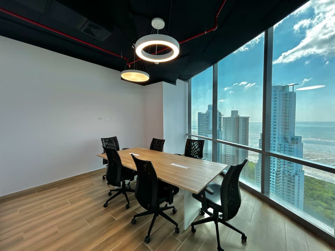Meeting room with panoramic ocean and skyline views BICSA Tower Costa del Este Panama