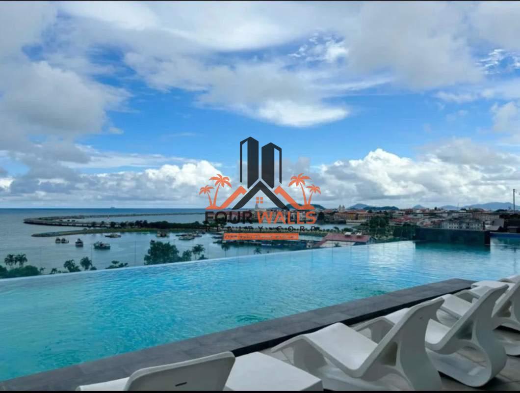 Infinity rooftop pool with panoramic ocean and skyline views at PH The Sands Panama City