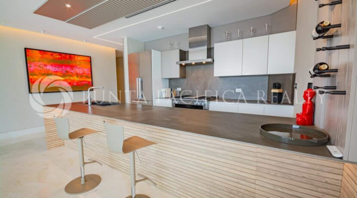 Luxury modern kitchen with island and appliances in PH Seascape Ocean Reef Panama City