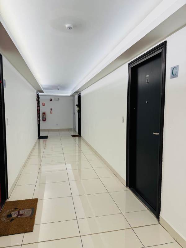 Modern elevator lobby with stainless steel doors in PH Midpark Panama City