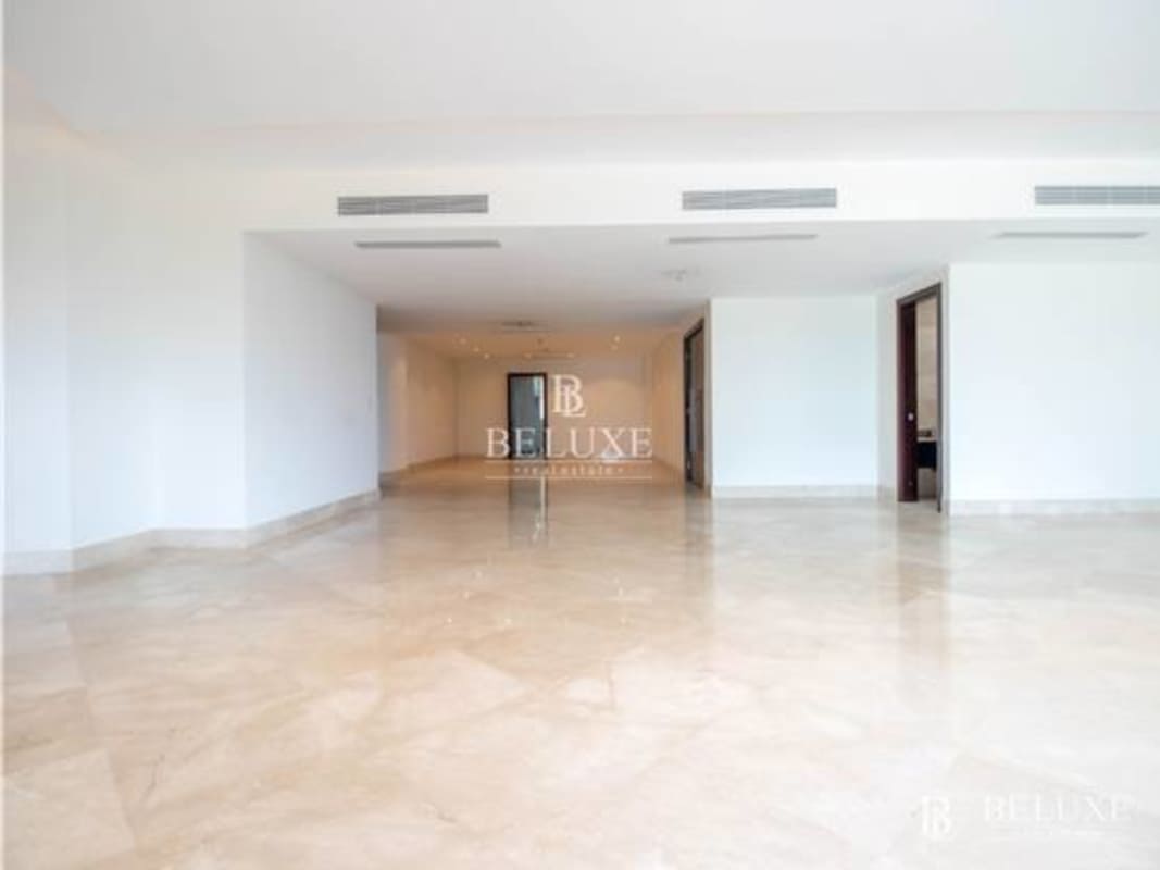 Modern luxurious lobby with mirrored wall, designer furniture at PH Miradores Punta Paitilla Panama City