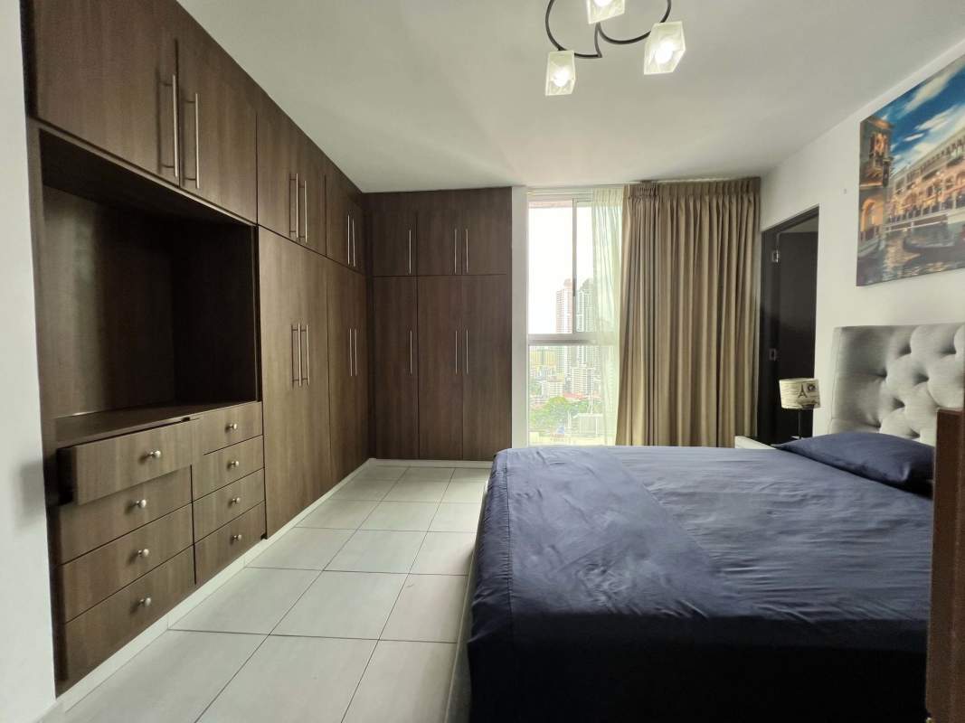 Master bathroom with walk-in shower and modern sink fixtures PH Vista Hermosa Panama City