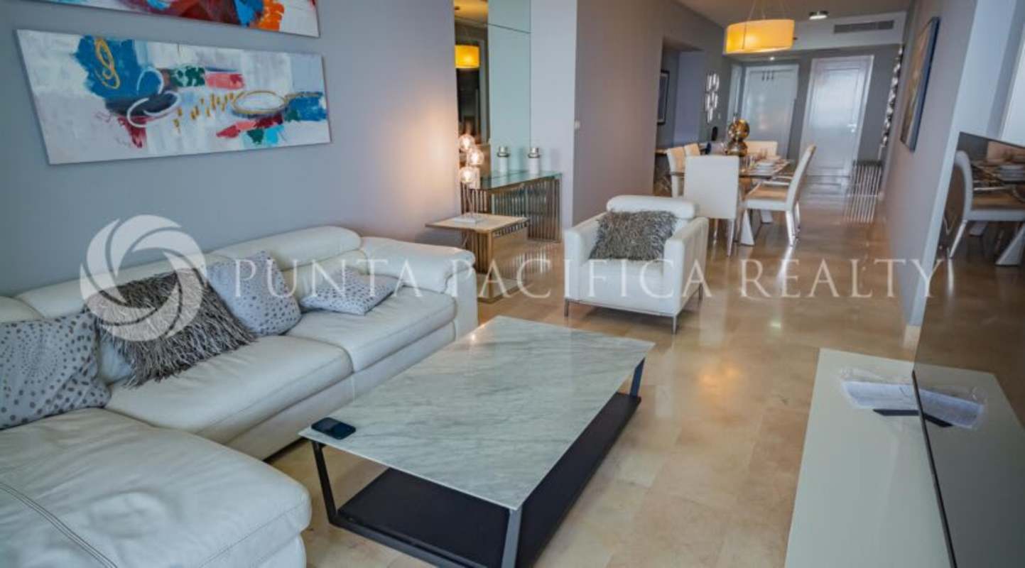 Spacious modern living and dining area oceanview PH Yoo Panama Avenida Balboa