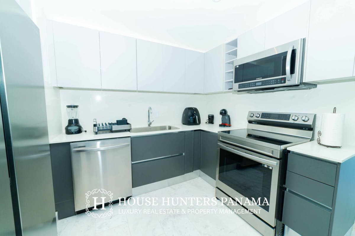 Custom kitchen marble floors stainless steel appliances The Ocean Club JW Marriott Panama