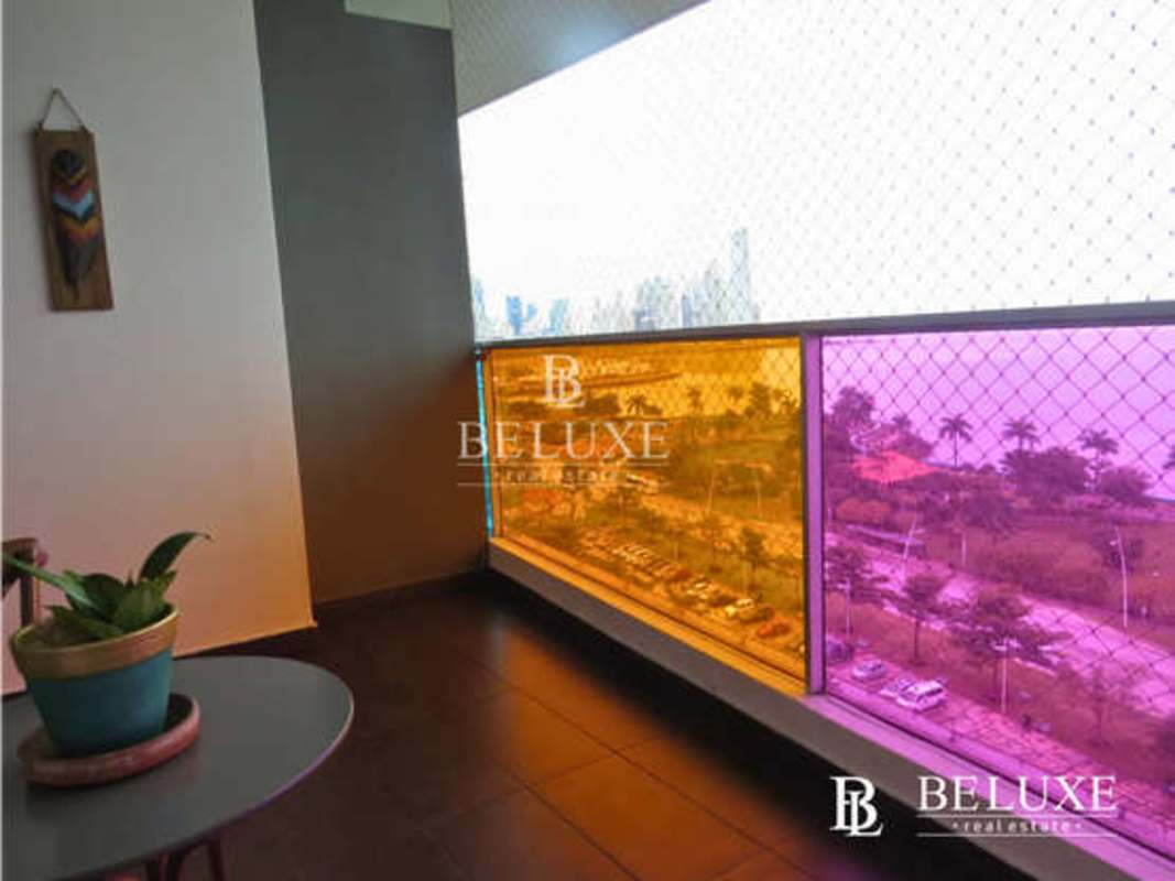 Modern bathroom with glass shower, vessel sink, and quality tiles in PH Element Tower Panama City