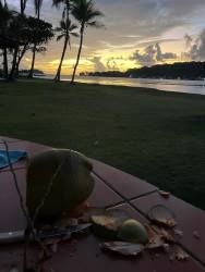 Outdoor dining terrace with ocean view adjacent to the Caribbean Sea at La Guaira Panama vacation house