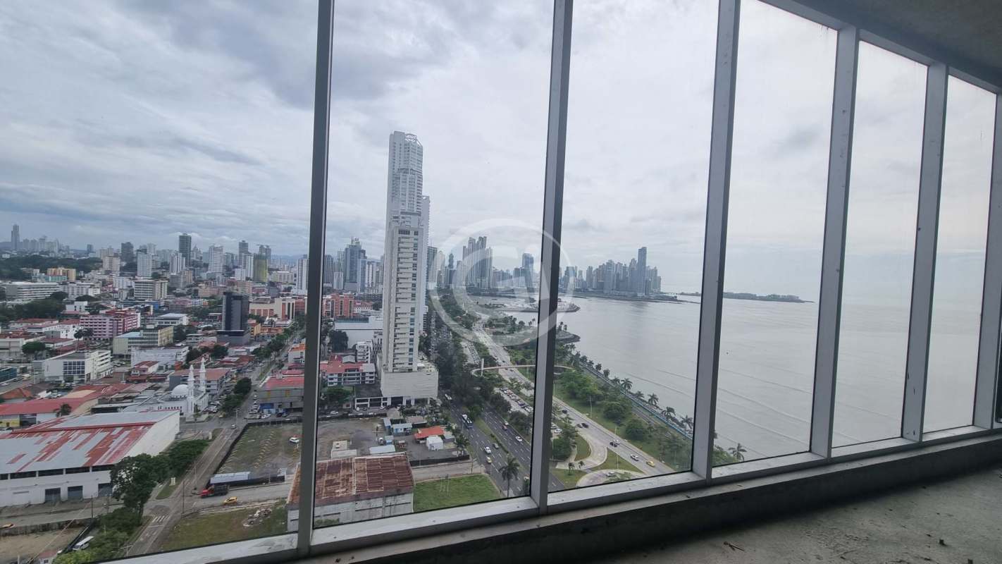 Panoramic city and ocean view from unfinished corporate office space at Balboa Office Center