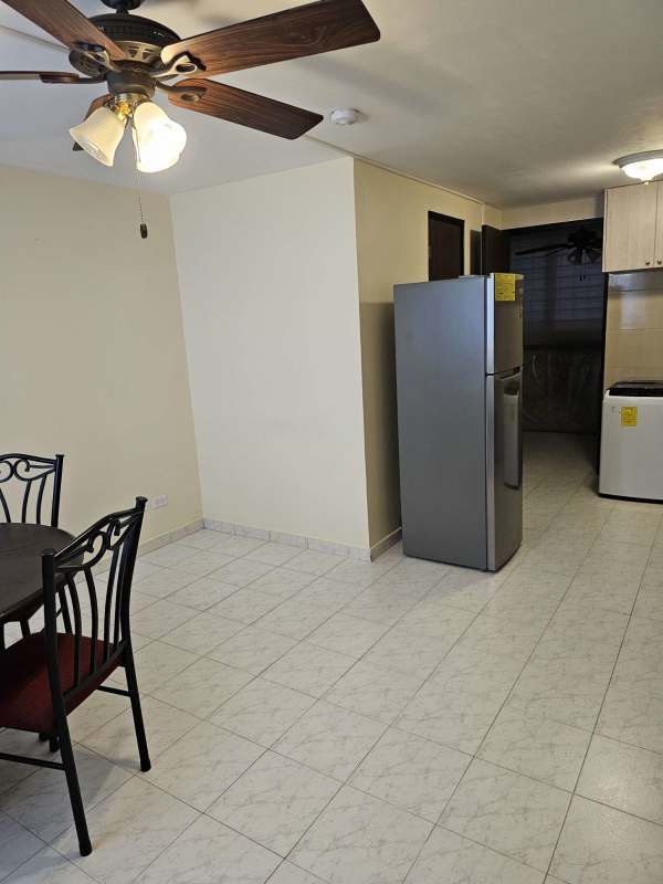 Bedroom with split AC ceiling fan modern window blinds Residencial Parque del Este Panama City