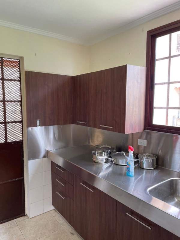 Spacious backyard with lawn, garden space and fencing single-family house in Brisas del Golf Panama