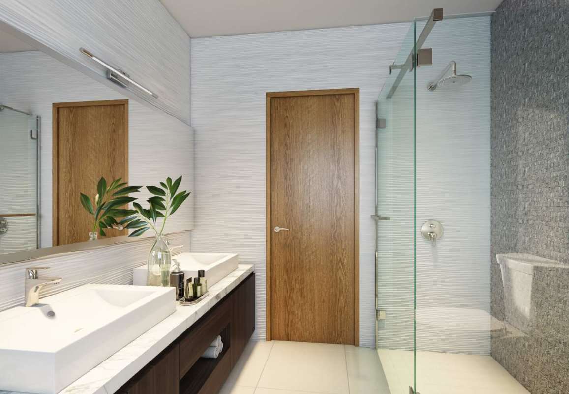 Living and dining space with large windows, natural light, contemporary design new Altos del Parque Condado del Rey Panama