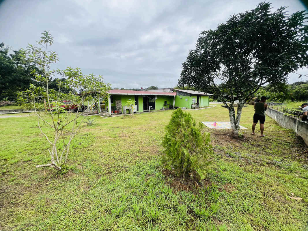 Entrance porch single level countryside home fenced garden Panama