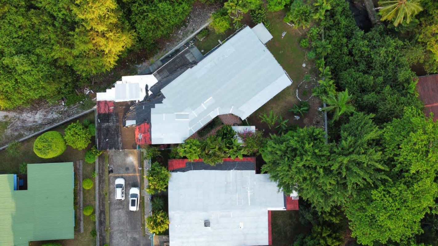 Aerial lush property multiple buildings garden ocean coco del mar panama real estate