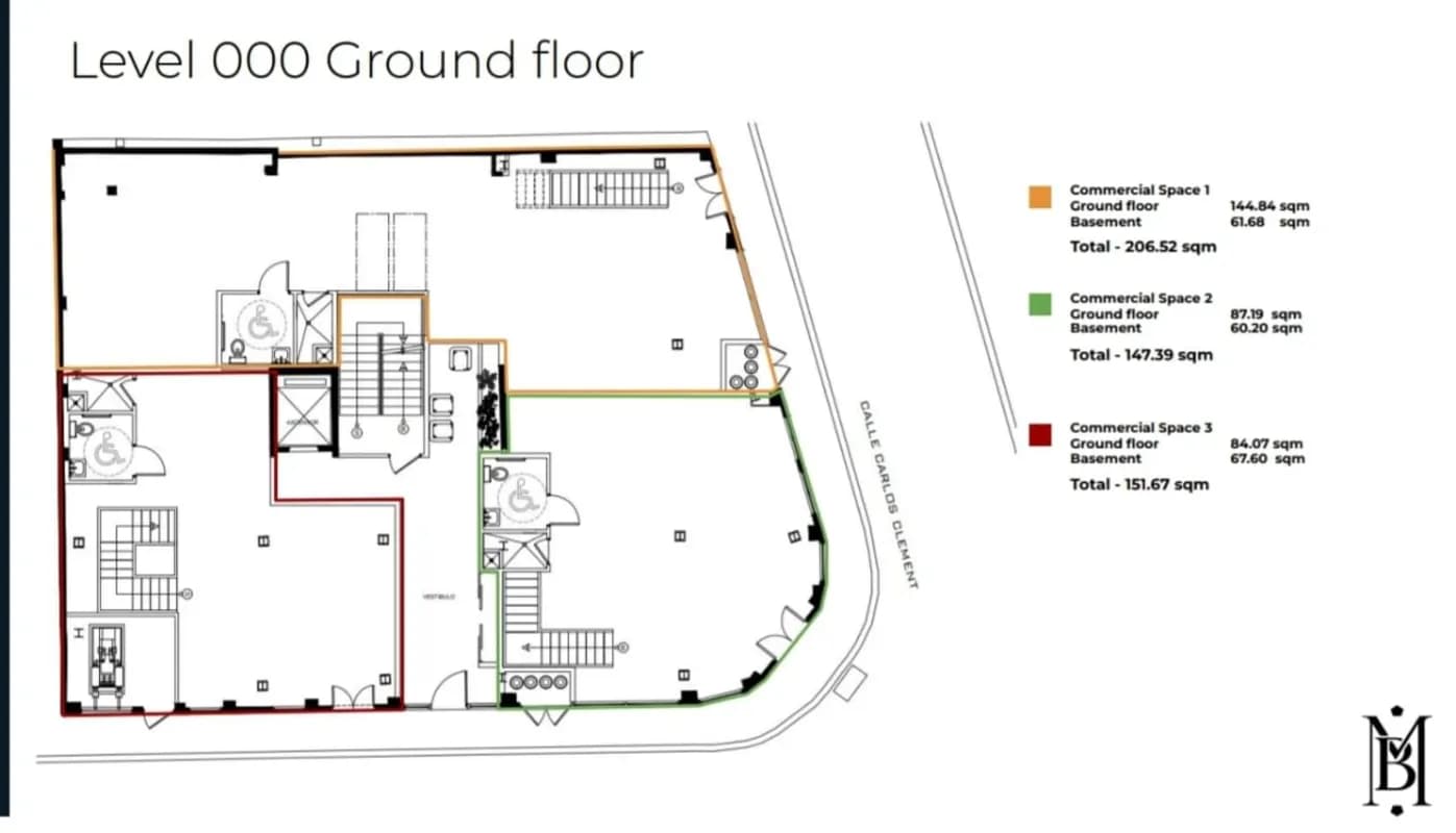 Architectural basement floor plan with commercial units and utilities Mansion Baluarte