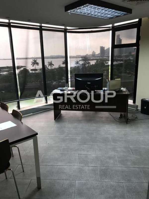 Reception area with glass partitions—office for sale in PH Bay Mall Panama City
