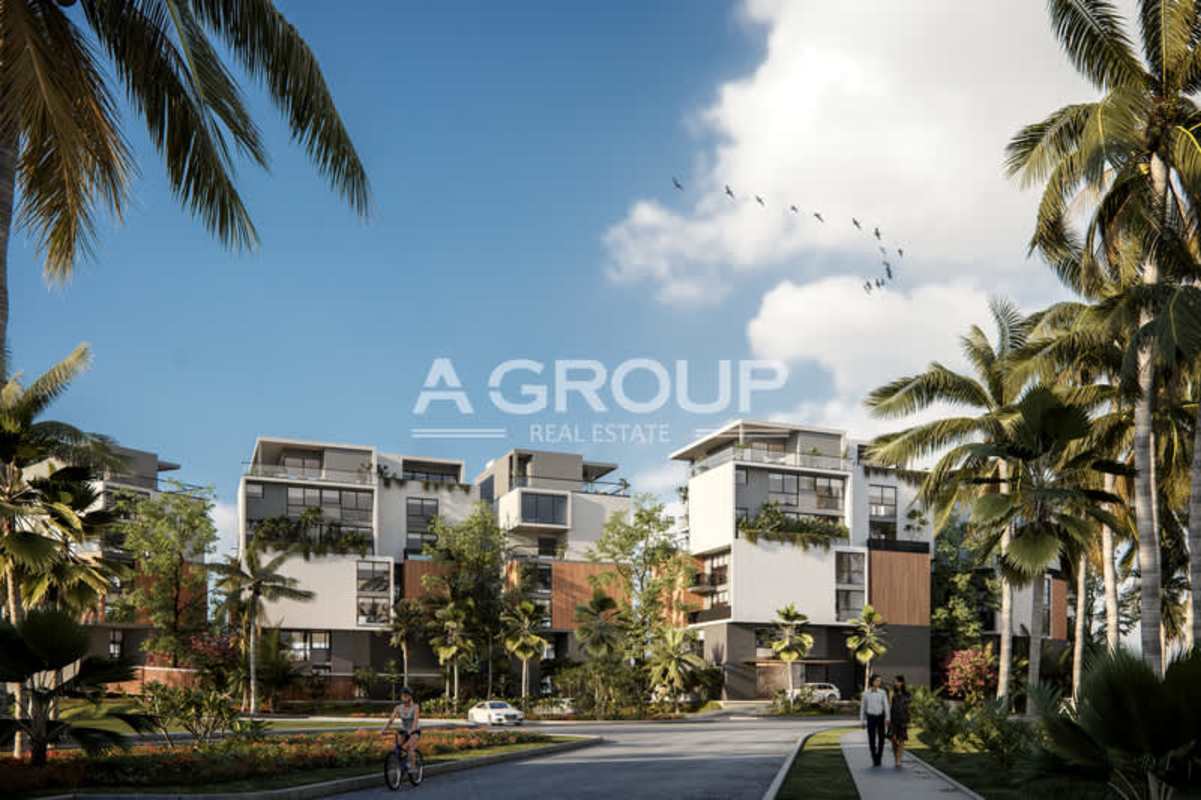 Contemporary residential towers with lush landscaping and ocean views at Ocean Reef