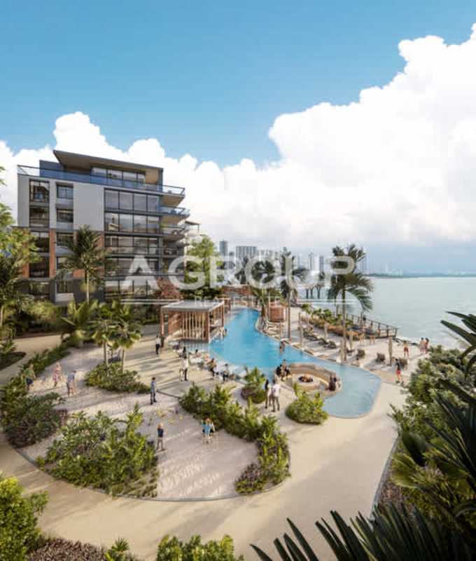 Modern waterfront condo with luxury pool deck, sun lounge and ocean marina at Ocean Reef Islands
