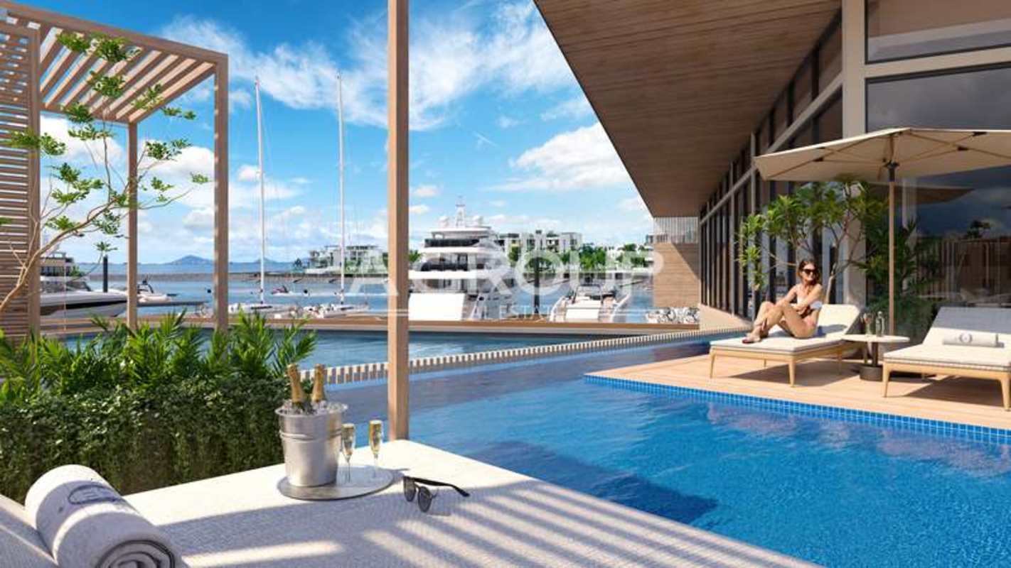 State-of-the-art fitness center with view of Panama skyline and ocean at Ocean Reef Islands