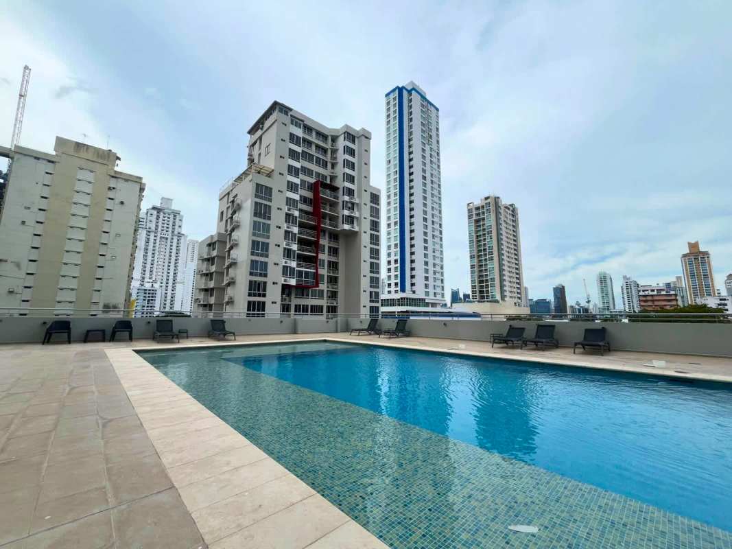 Rooftop swimming pool sun deck and skyline PH Via Porras San Francisco Panama