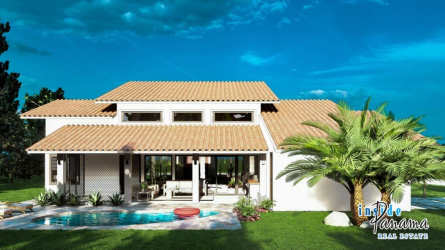 Private infinity pool with ocean views at luxury villa in Rincon Beach Boca Chica Panama