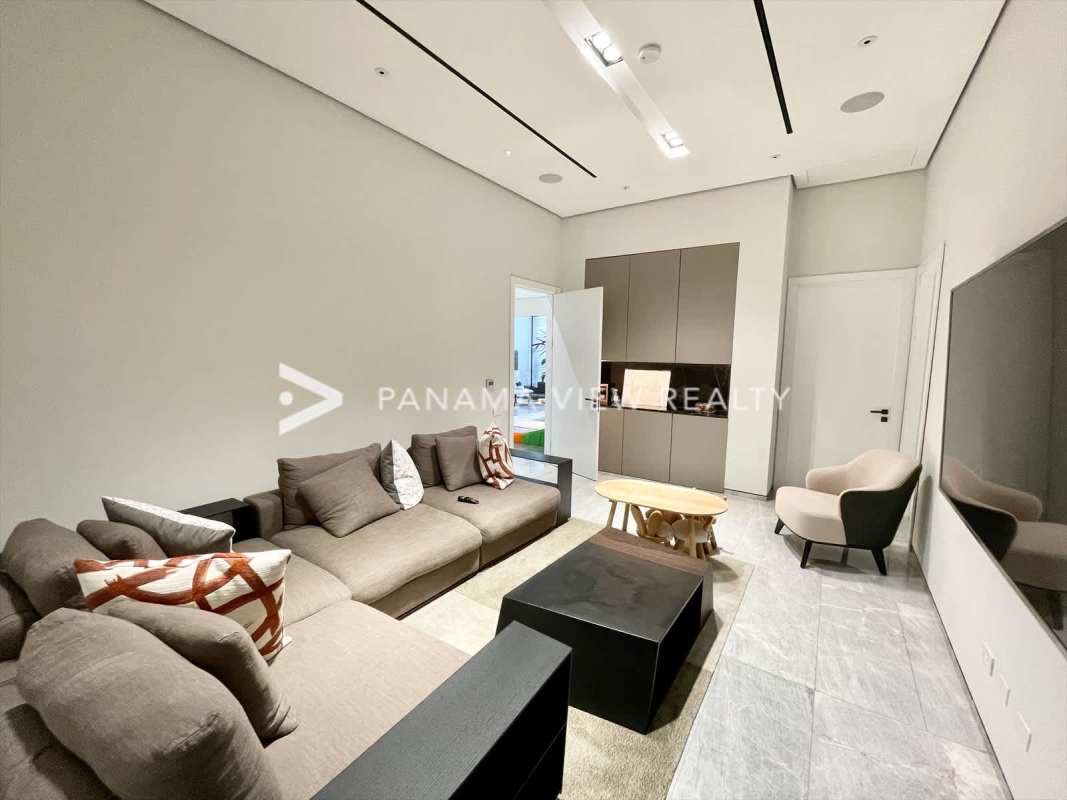 Modern gourmet kitchen with marble counters and high-end appliances in PH Ocean Reef Islands Panama