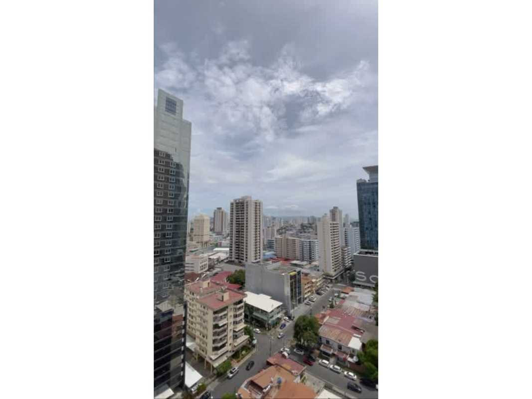 Modern living room with panoramic city views in PH Corpus Obarrio Panama City