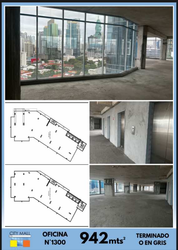 Concrete shell condition office space inside PH Financial Park Tower for sale in Obarrio Panama City