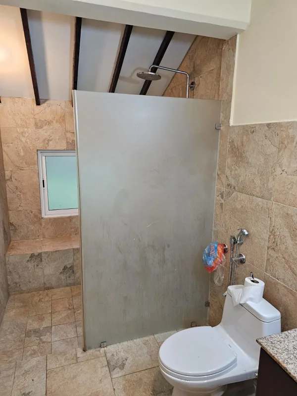 Lush private backyard garden with trees and landscaped patio Albrook townhouse for sale Panama