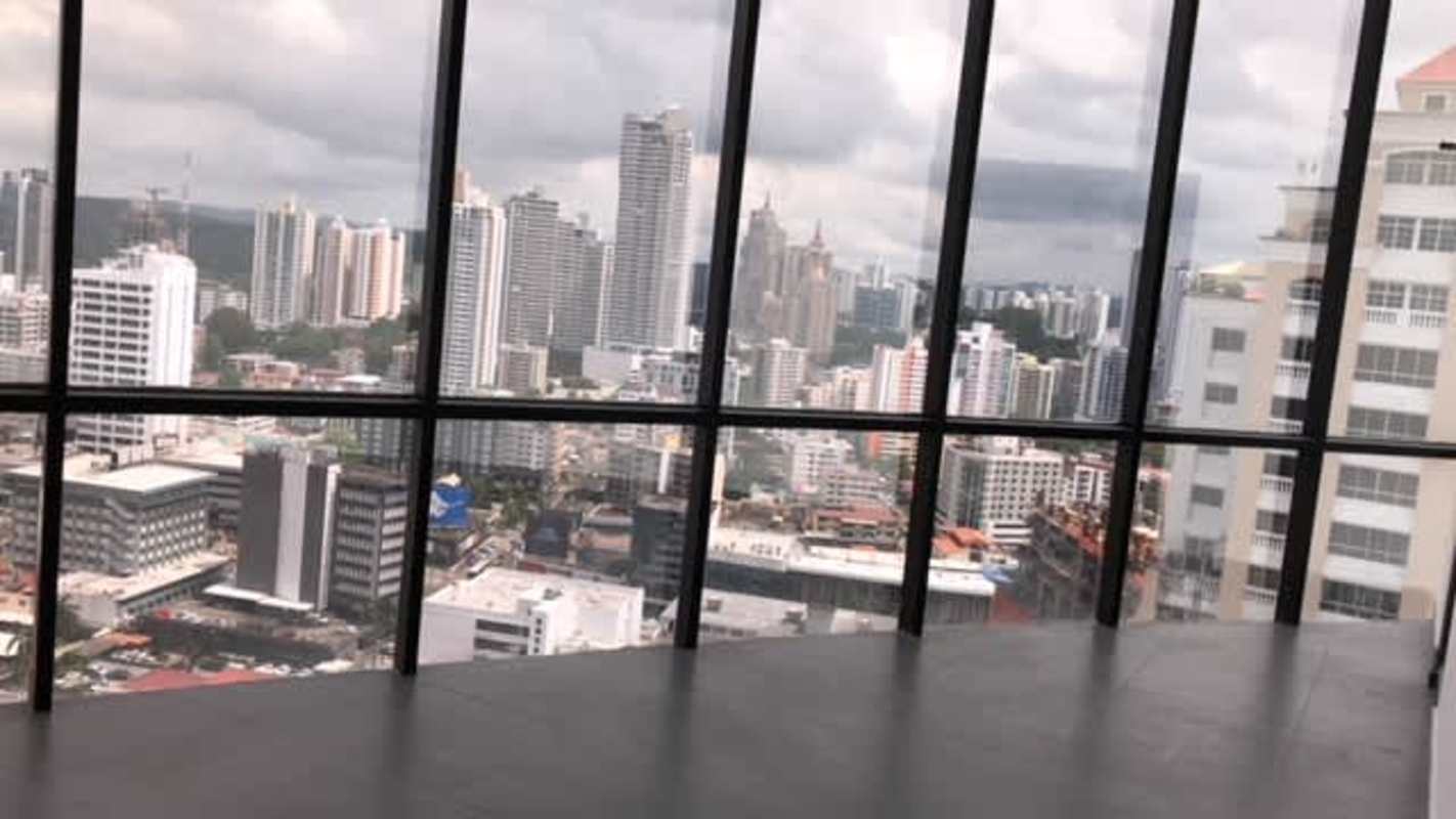 Elegant lobby entrance for office level at PH BICSA Financial Center Obarrio Panama City