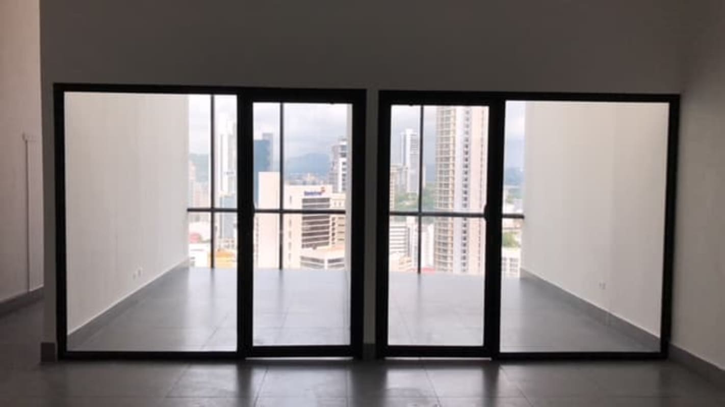 Panoramic skyline view from office suite in PH BICSA Tower Financial Center Panama