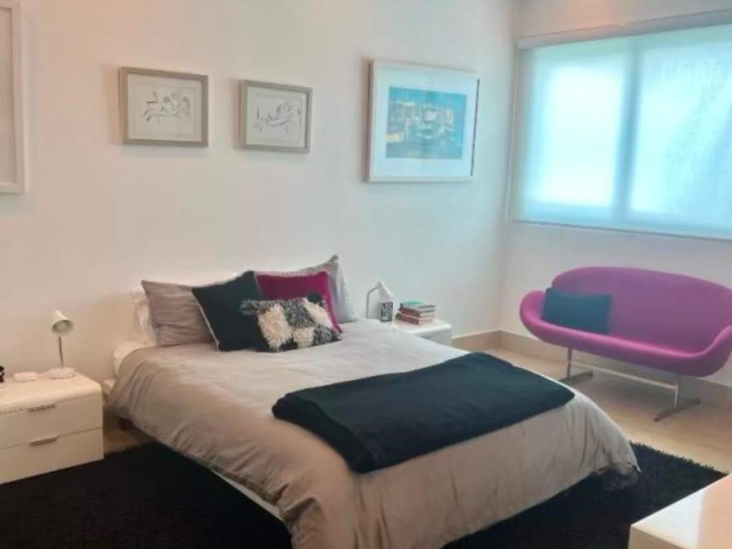 Kitchen with granite counters and stainless appliances in oceanfront apartment in Ten Tower Costa del Este Panama