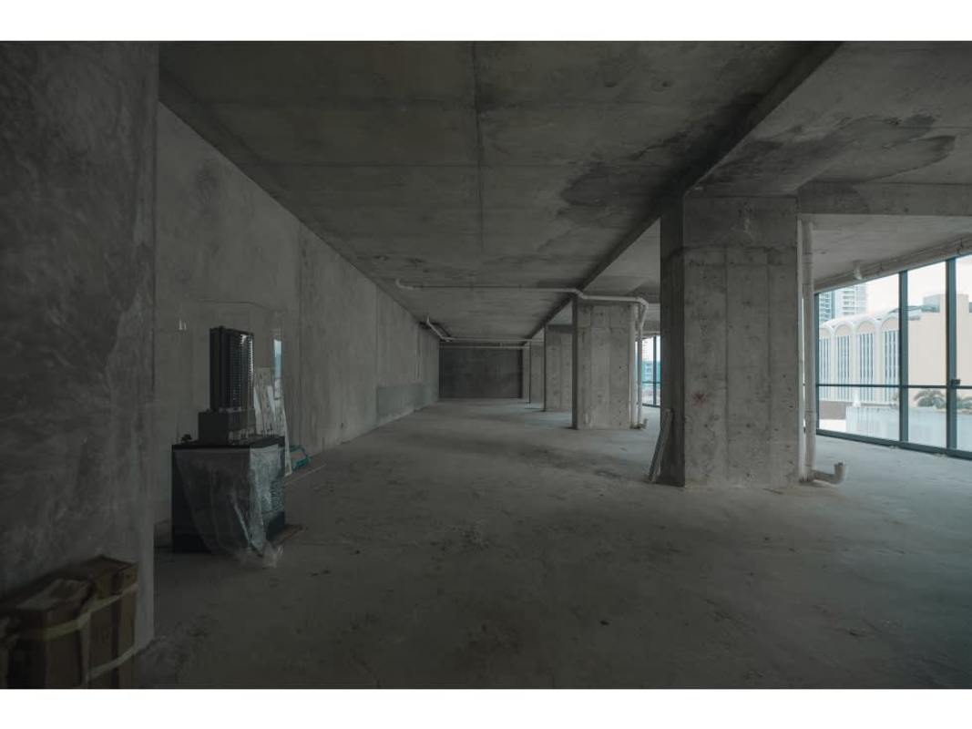 Unfinished commercial space with panoramic cityscape view in Nuovo by Armani Casa luxury tower Panama City