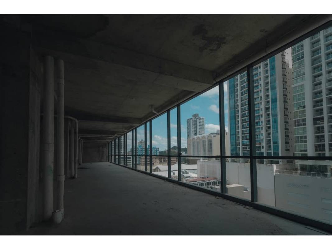 Unfinished shell space inside Nuovo Armani Casa tower with ocean and city views in Panama City