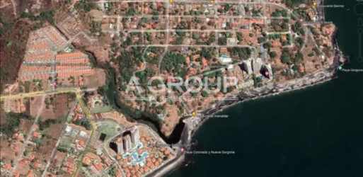 Aerial overlooking Nueva Gorgona coastal region and estate ranch property Panama