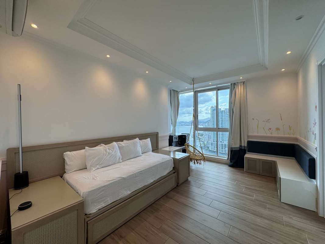 Fully remodeled kitchen with marble countertops and stainless-steel appliances in PH Pacific Village Panama City