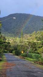 Internal private paved road with mountain scenery inside Aires del Gaital El Valle Panama