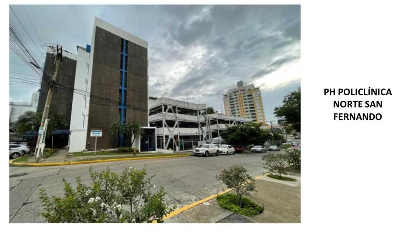 Exterior of PH Policlínica Norte San Fernando building with parking and sidewalks Panama City