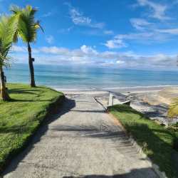 Outdoor bike and skateboard pump track in tropical Punta Caelo beach community Panama