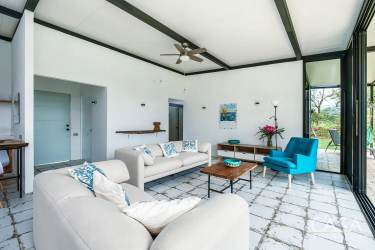 Aerial shot eco-friendly riverfront community Los Mangos del Rio Chiriqui Panama