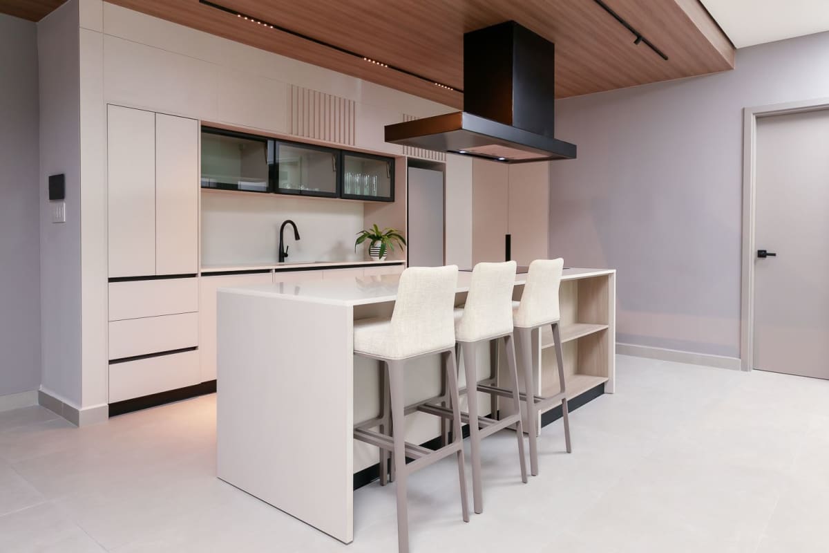 Luxury contemporary bathroom with glass shower enclosure at Uptown Condo Suites Panama City