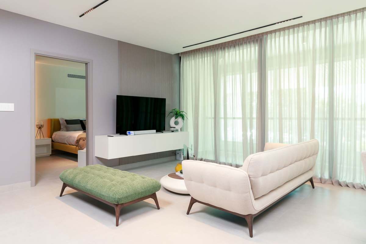 Contemporary minimalist open-plan living dining condo suite in Uptown Panama