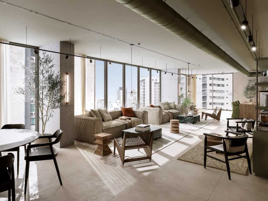 Large windows in open living dining with skyline views PH Amara Panama